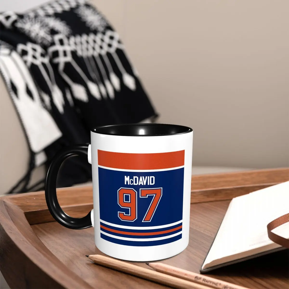 Edmonton Oilers Connor McDavid Home Jersey Back Mug Funny Ceramic Coffee Cups Tea Mugs Milk Cup Drinkware Gift for Friends