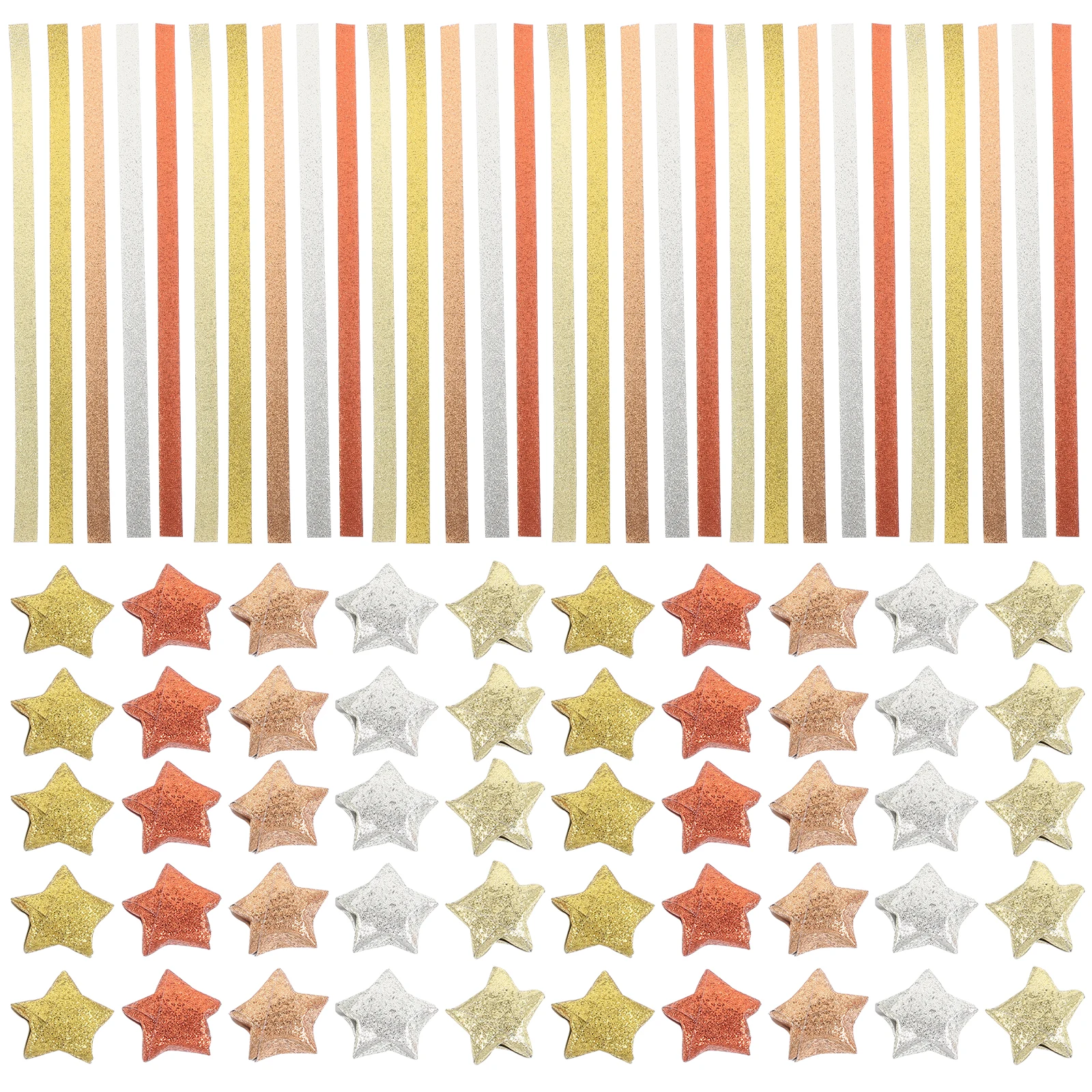 

200 Pcs Origami Paper Lucky Star Sticks Papers Glitter Oragami Folding Strips Iridescent Golden Product