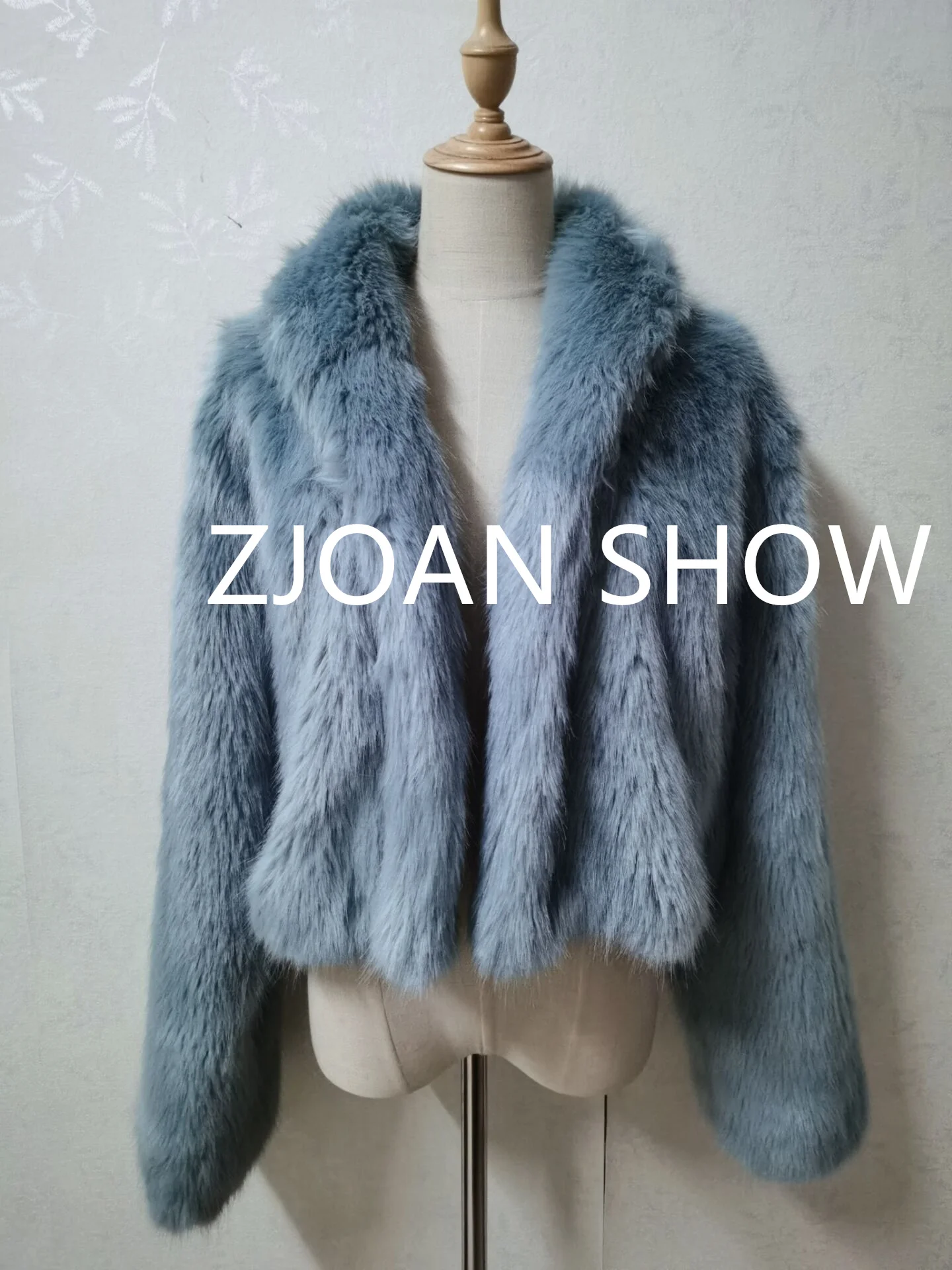 2021 Winter Women Shawl Collar Macaron Turquoise Faux Fox Fur Jacket Warm Soft Hairy Shaggy High Waist Short Coat  Outerwear