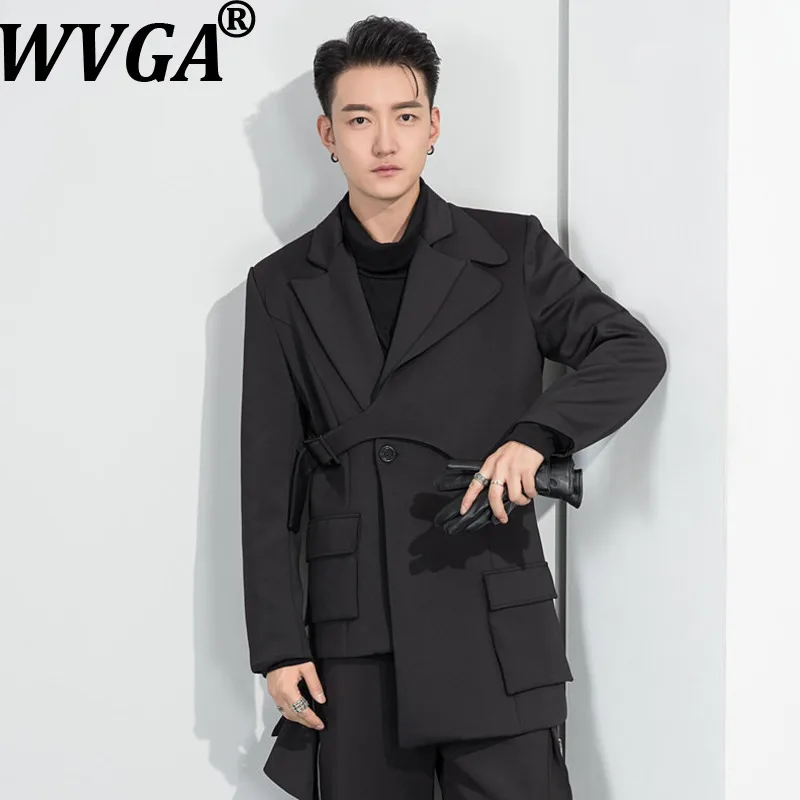 

WVGA Spring Autumn New Men's Dark Wear Trendy Turn-Down Collar Blazer Niche Chic Casual High-end Long Sleeved Jackets Ins W22150