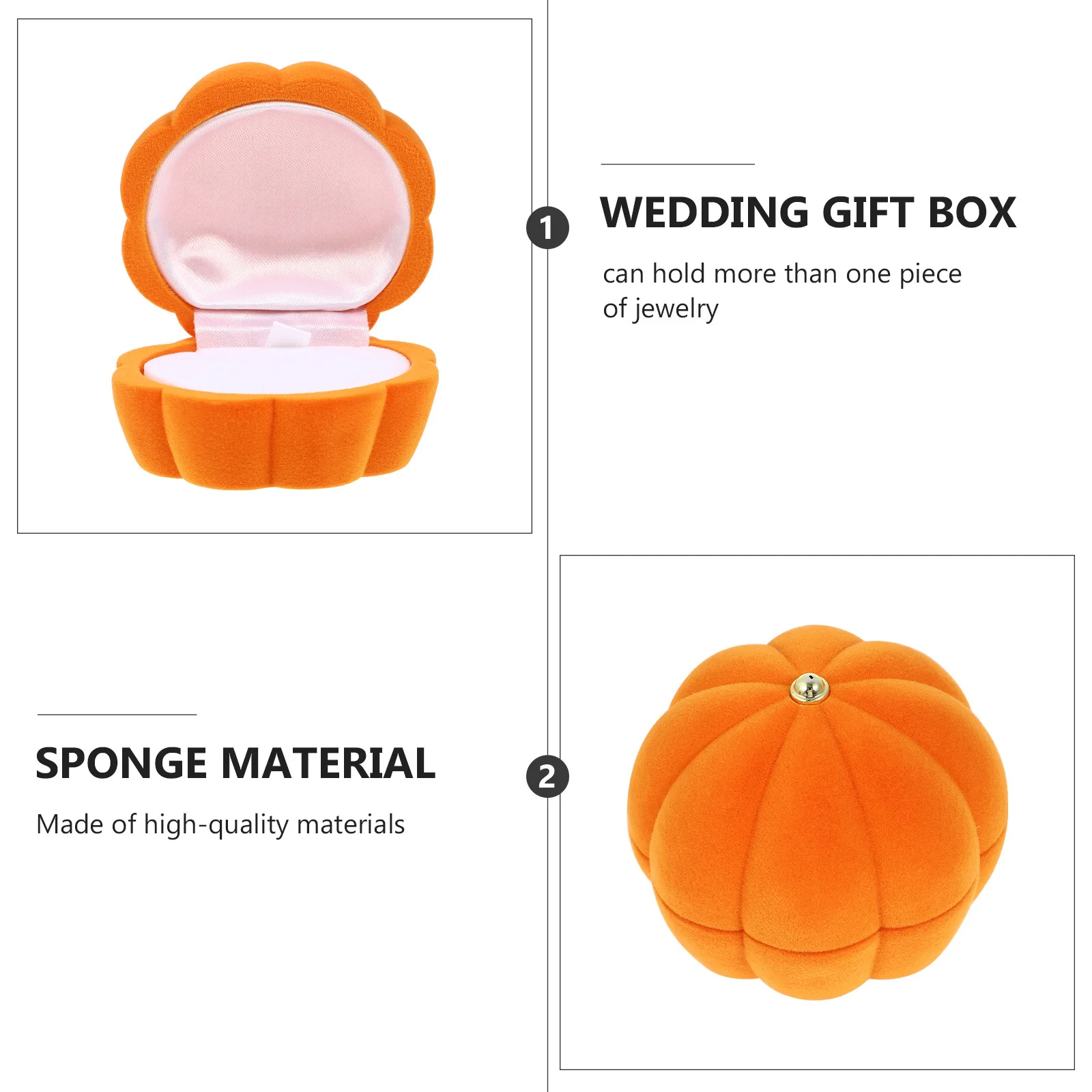 

2 шт., коробка для обручальных колец в стиле тыквы, держатель для свадебных украшений, навесной чехол для предложения, кольца, церемония хранения, подарок