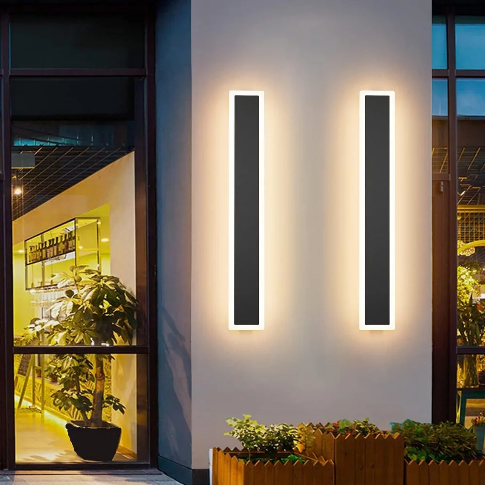 Imagem -06 - Moderno Led Exterior Wall Sconce Luz Linear Longa para Corredor Luzes Negras ao ar Livre Pack 394 3000k