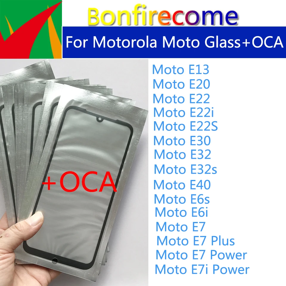 

10Pcs\Lot For Motorola Moto E13 E20 E22 E22i E22s E30 E32 E32s E6s E6i E7 Plus Power LCD Front Touch Glass With OCA Glue