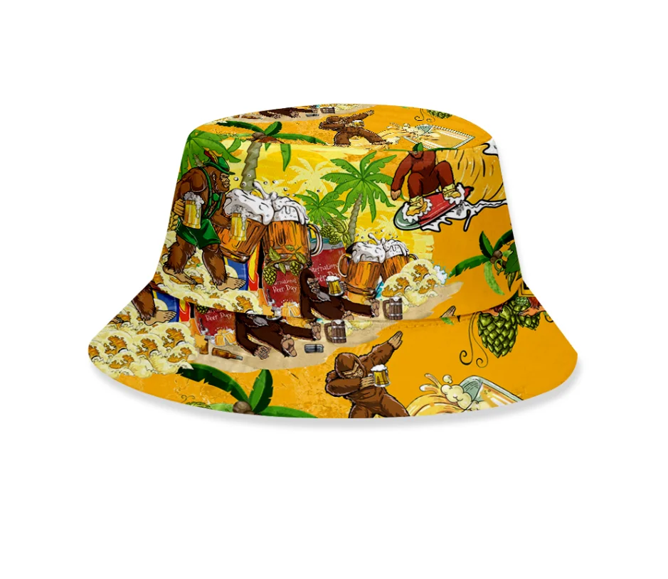 Hawaii Design Bucket Hat 3D Print Funny Painting Summer Vacation Beach Hats for Men And Women