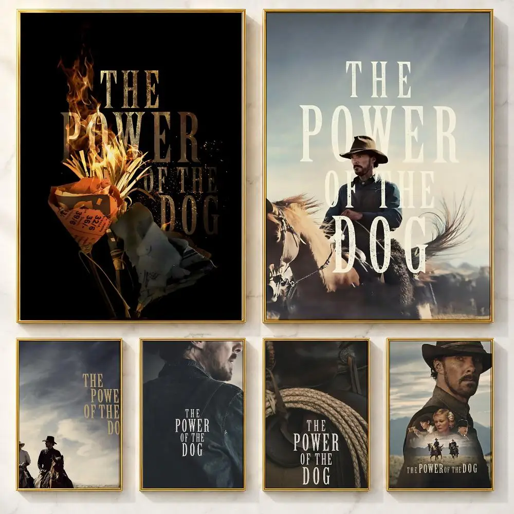 Dramatic Movie T-The Power of the DogS Poster Self-adhesive Art Poster Decoracion Painting Wall Art White Kraft Paper Home Decor