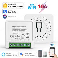 Homekit 16A Wifi Mini Smart Switch 2 Way Control Wireless DIY Light Switch Smart Home Works with Siri CozyLife Alexa Google Home