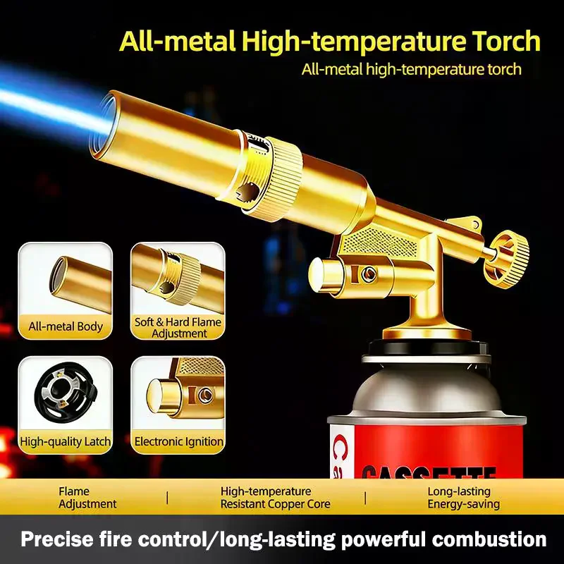 Professional Metal Welding Gas Torch Flame Butane Portable Outdoor BBQ Spray Nozzle Flamethrower Kitchen No Leak
