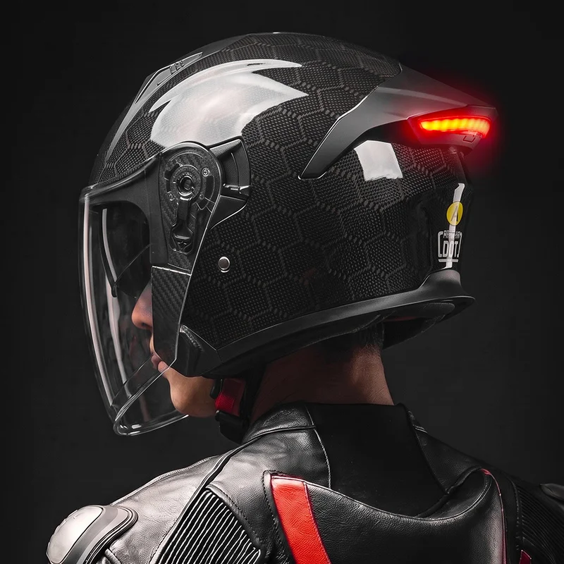 Factory Best Seller LED Intelligent Taillights Motorcycle Helmet Dual Visors Open Face Helmet Riding Comfortable Lining Helmet