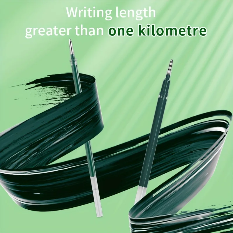 3pcs Green Ink Gel Pen, 1.0mm, For Writing, Large Capacity Refill, Office Supplies Back to Sochool Stationery