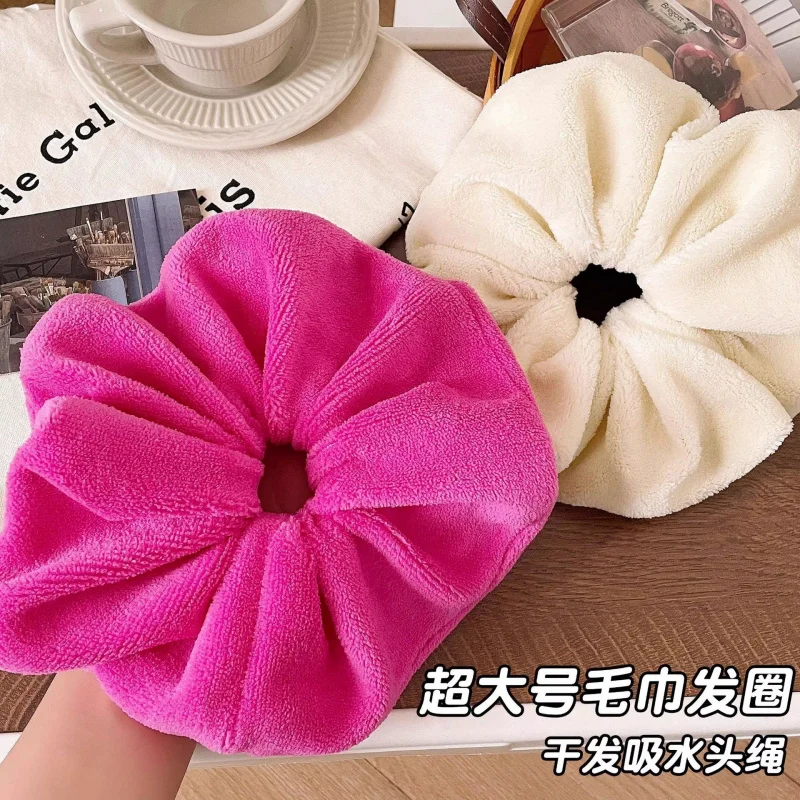 Handuk Pengering Rambut Ekstra Besar, Ikat Rambut, Perawatan Rambut, Penyerap, Scrunchie Tebal, Tali Rambut untuk Wanita, Bulu Halus Manis, Kuncir Rambut Rendah, Ikat Rambut Bunga