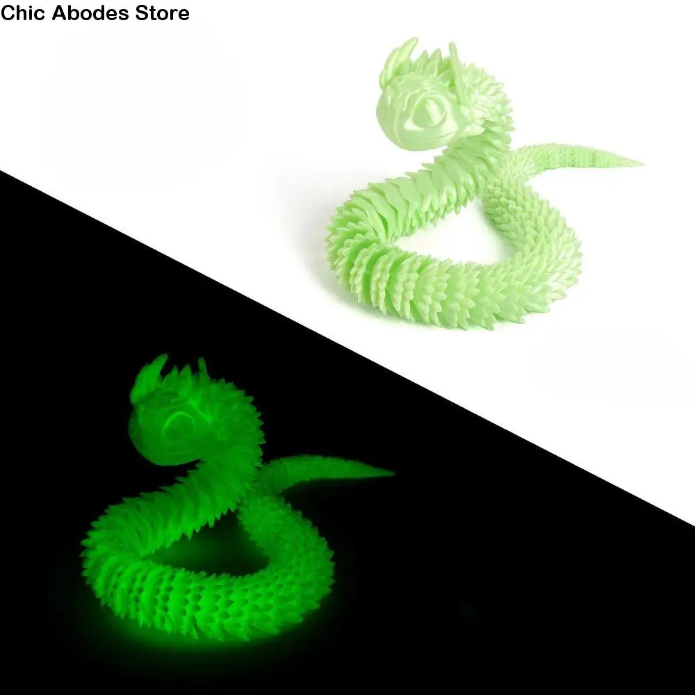 

Kids Gift Creative 3D Printed Snake Realistic Multicolor Toothless Snake Toy Craft PLA Animal Simulation Model Car Decoration