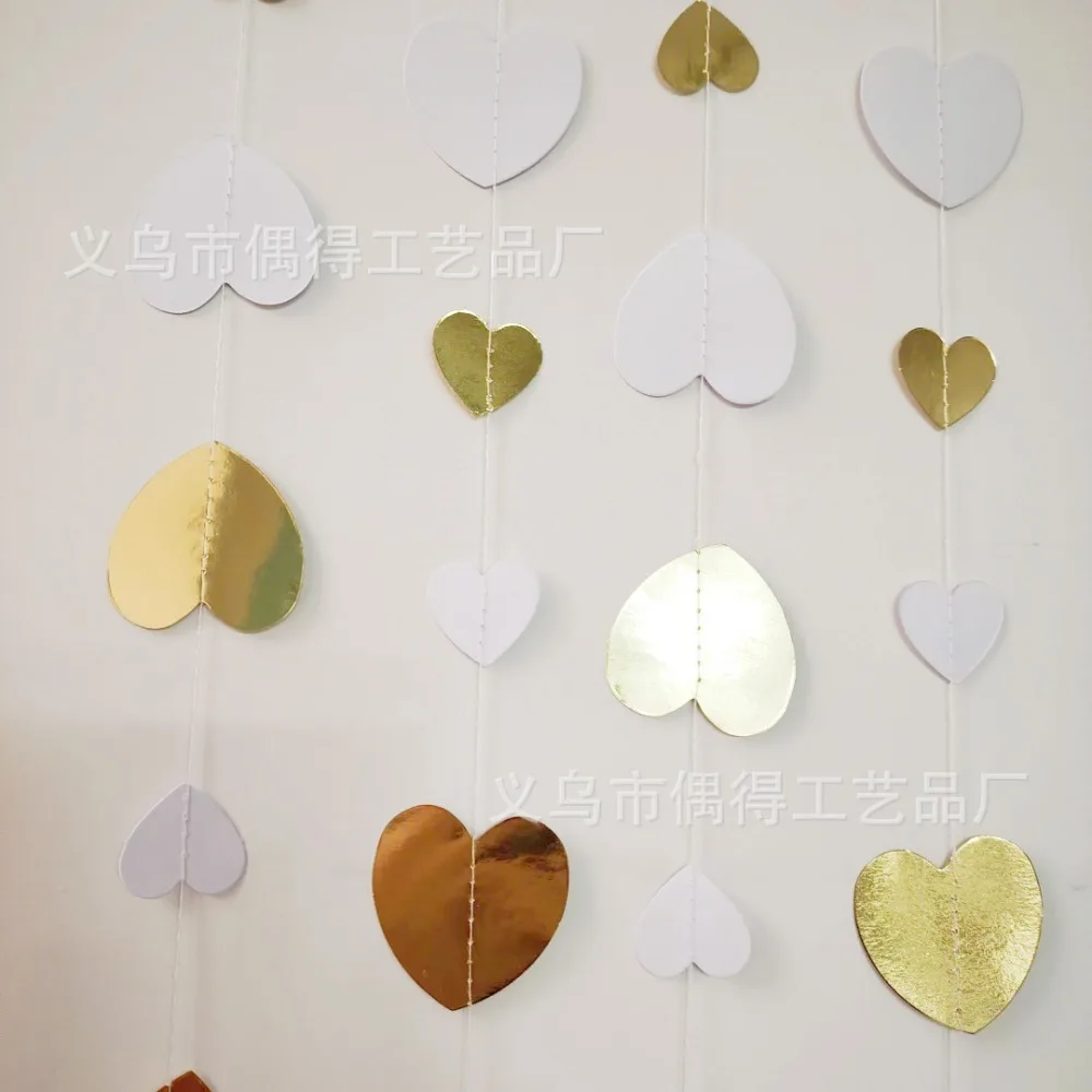 Rose Gold 4m Heart Paper Streamers Hot Stamping Wedding Card Paper Confettis Birthday Baby Shower Wedding Party Supplies