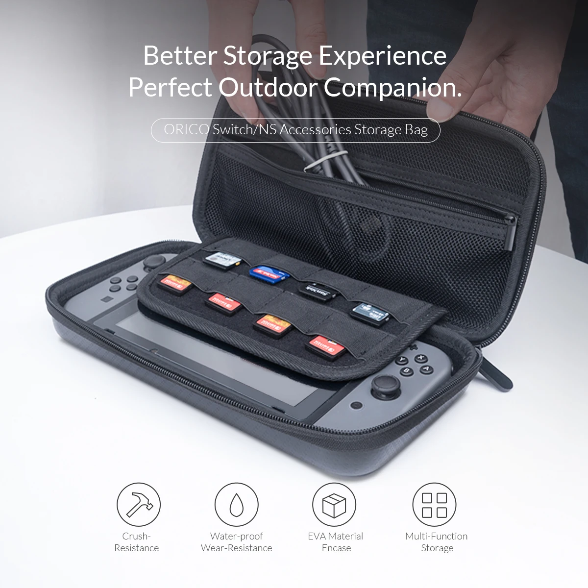 ORICO 휴대용 방수 보관 가방, 닌텐도 스위치 핸드백 NS OLED 콘솔 게임 액세서리