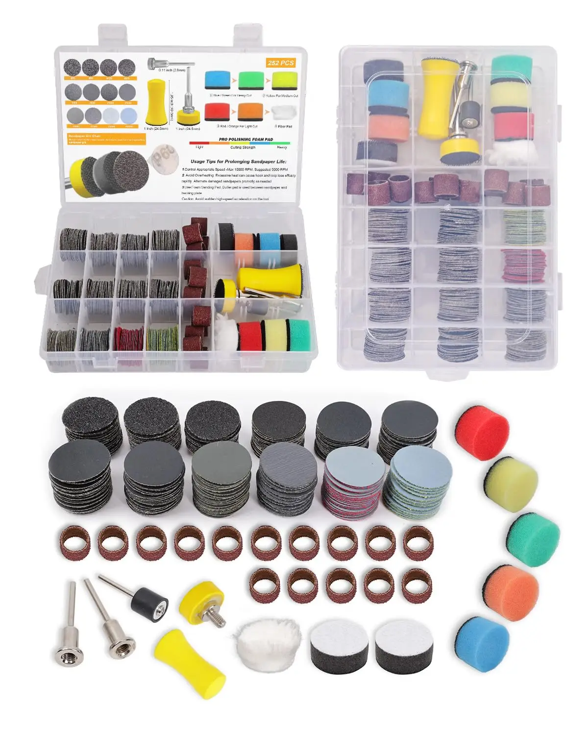 

268 PCS Wet Dry Sanding Discs and Drums, 60-10000 Grit for Dremel Rotary Tools, Polishing Kit for Resin Wood Jewelry