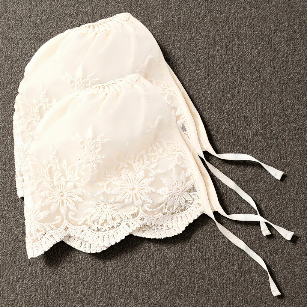 

2Pcs Baby Girl Bonnet Lace Breathable Soft Newborn Baby Head Wraps Baptism Dedication Gift Newborn Bonnets 0-3 Months Silk