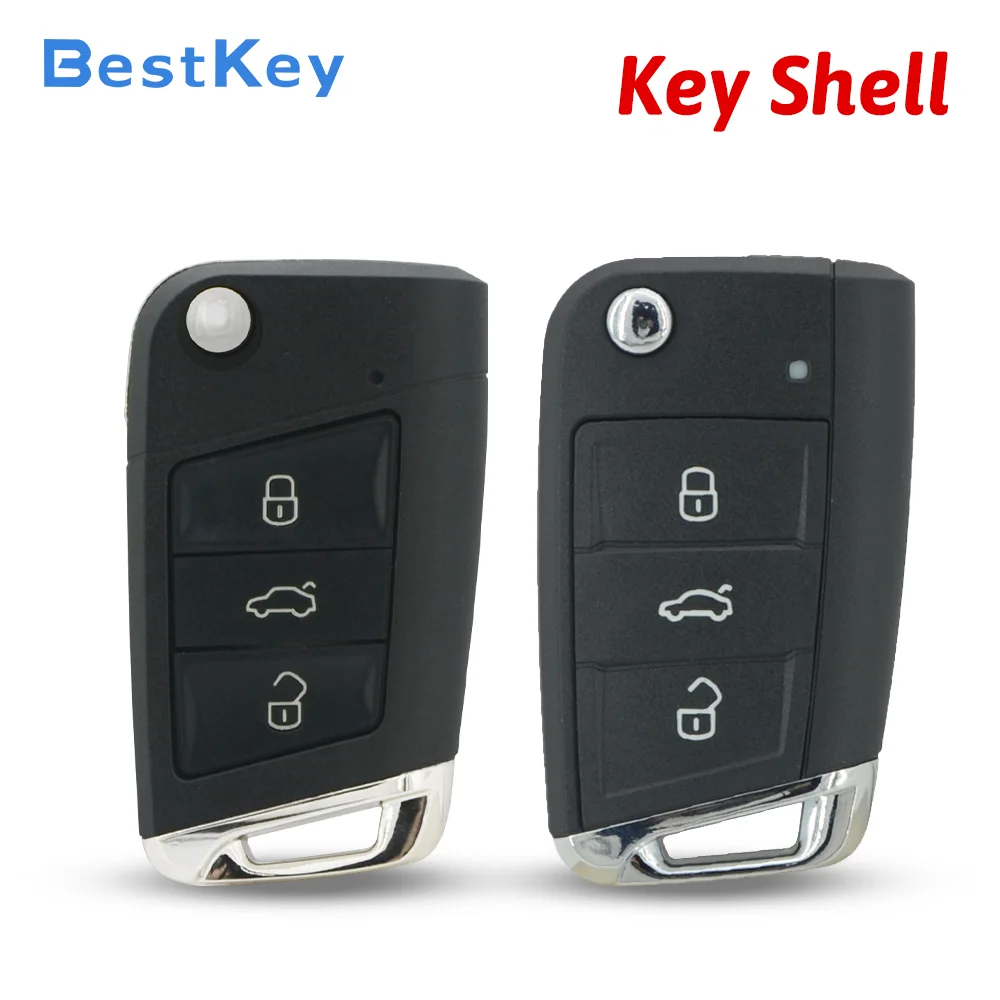 Best Key VW Golf 7 Flip Key Shell 3 Button Blade HU162 HU66 PN 5G0 959 753 AB Empty Repair Housing for 2013-2014 VW Golf 7