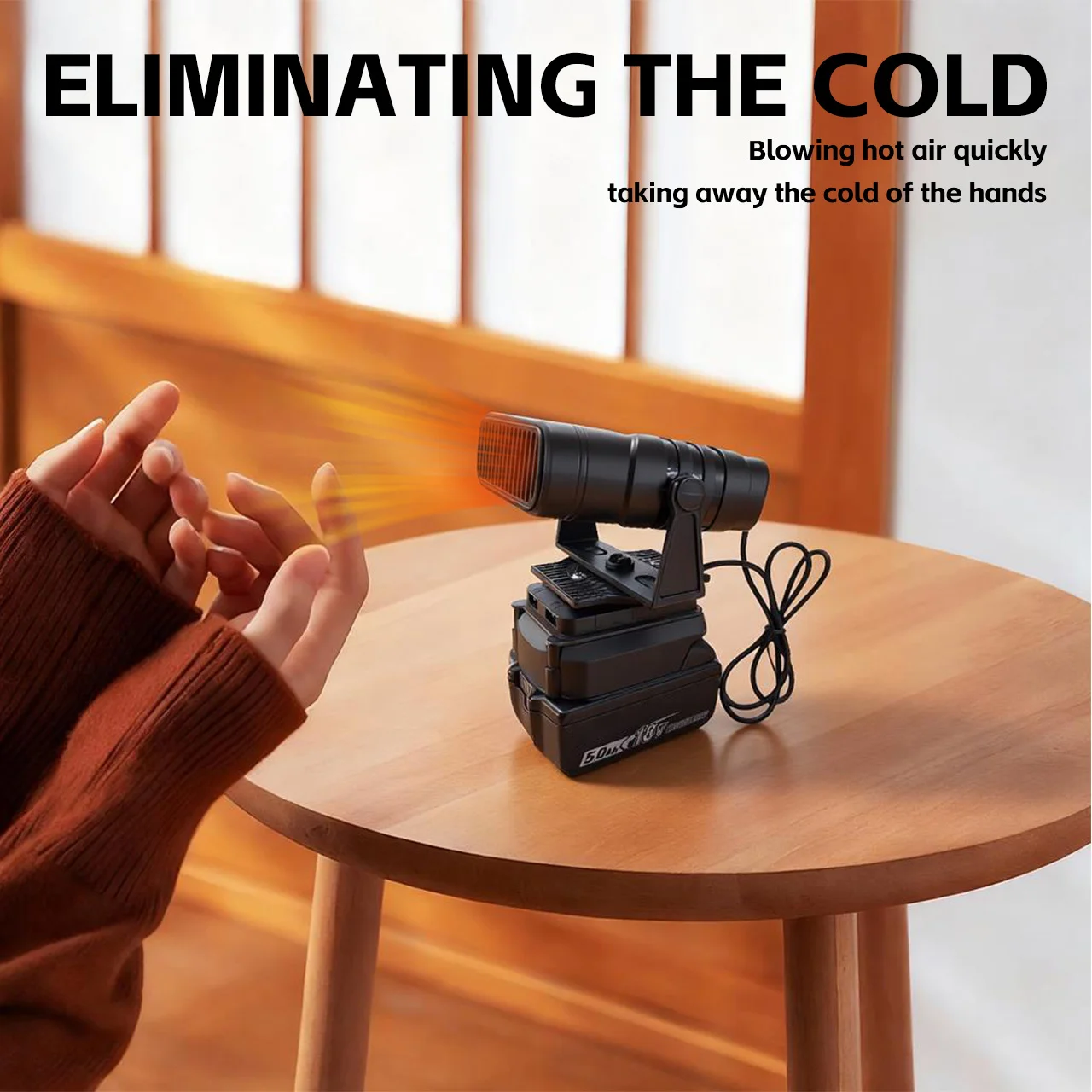Aquecedor de espaço para local de trabalho, vento quente e frio, modo duplo, portátil, ventilador de ar quente para makita, bateria de lítio 18v, bl1850b, bl1840b, bl1830b