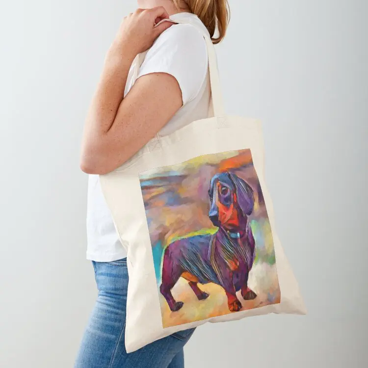 

Dachshund Tote Bag Canvas Cloth bags Women's shopper Handbags