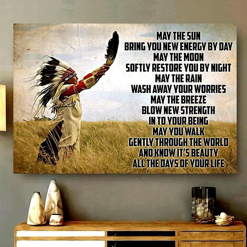 New Tin Sign Native Girl May The Sun Bring You New Energy Day by Day Children's Day Father's Day Best Gift Bedroom  sign