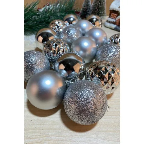 Beysüs Christmas Pine Tree Süsü Cici Ball 6 cm 16 S Gümüş