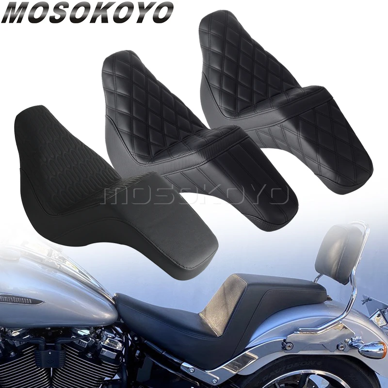 Motorcycle Two-Up Seat Microfiber Leather Driver Passenger Seat Cushions For Harley Softail FXLR FLSB FXLRS FXLRST Low Rider ST