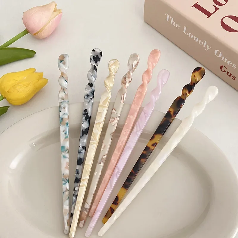 

Acetate Vintage Hairpins Set with Marble Pattern -Women Hanfu Retro Hair Accessories
