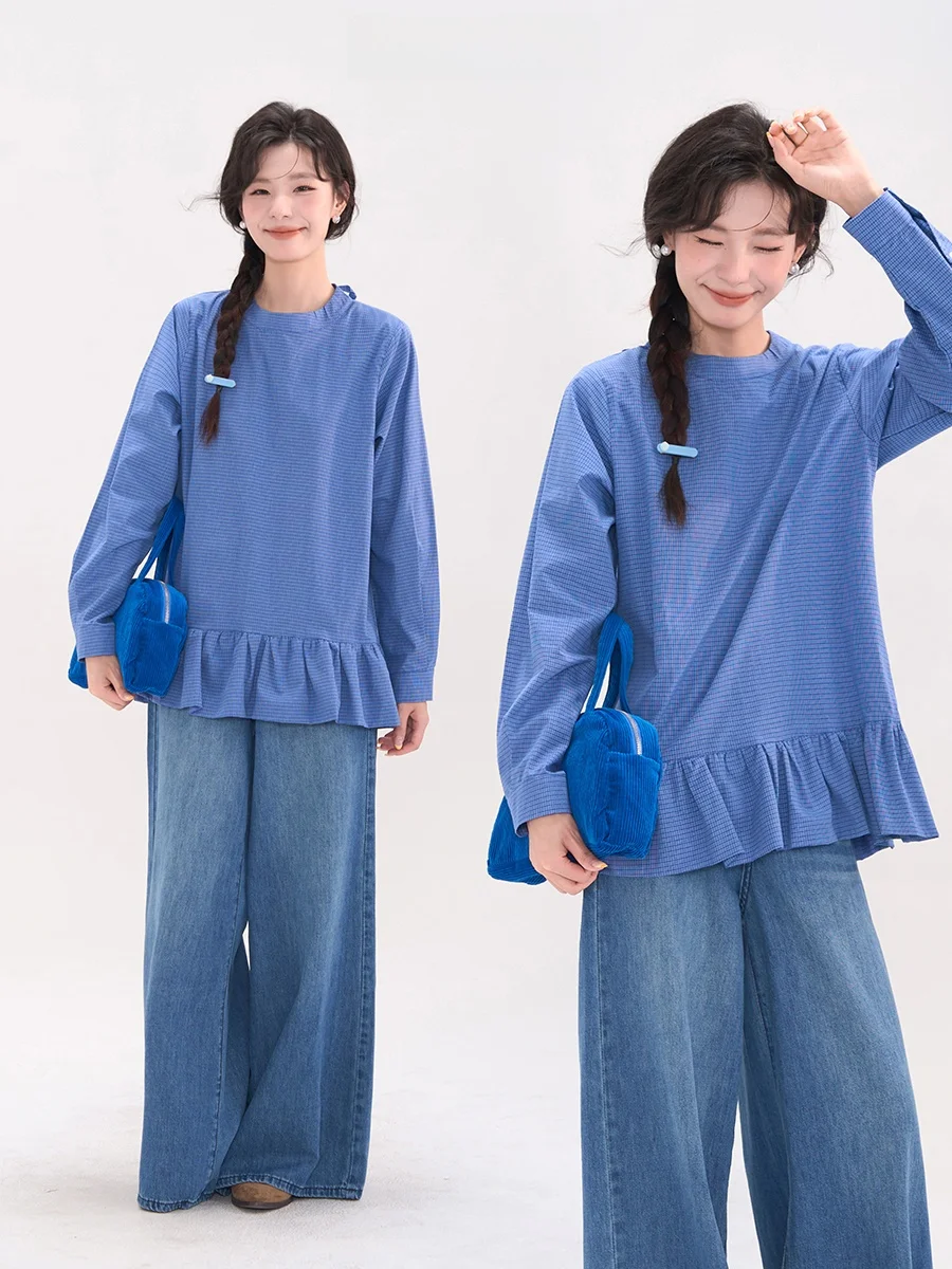 

Ретро Sle Floral Garden Lovers Long Sve irt Женские круглые Ne Plaid Cotton irt Весенне-Осенний сезон Дышащие удобные...