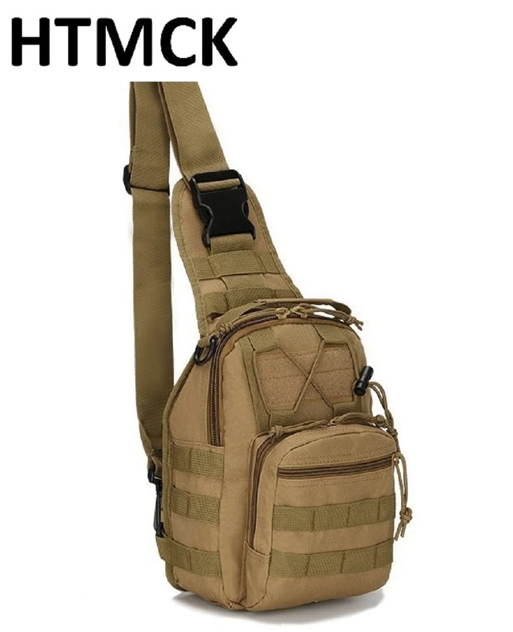 HTMCK 10L Multifunctional Tactical Chest Sling Bag, 600D Oxford Molle Crossbody Backpack for Outdoor Hiking Camping Travel