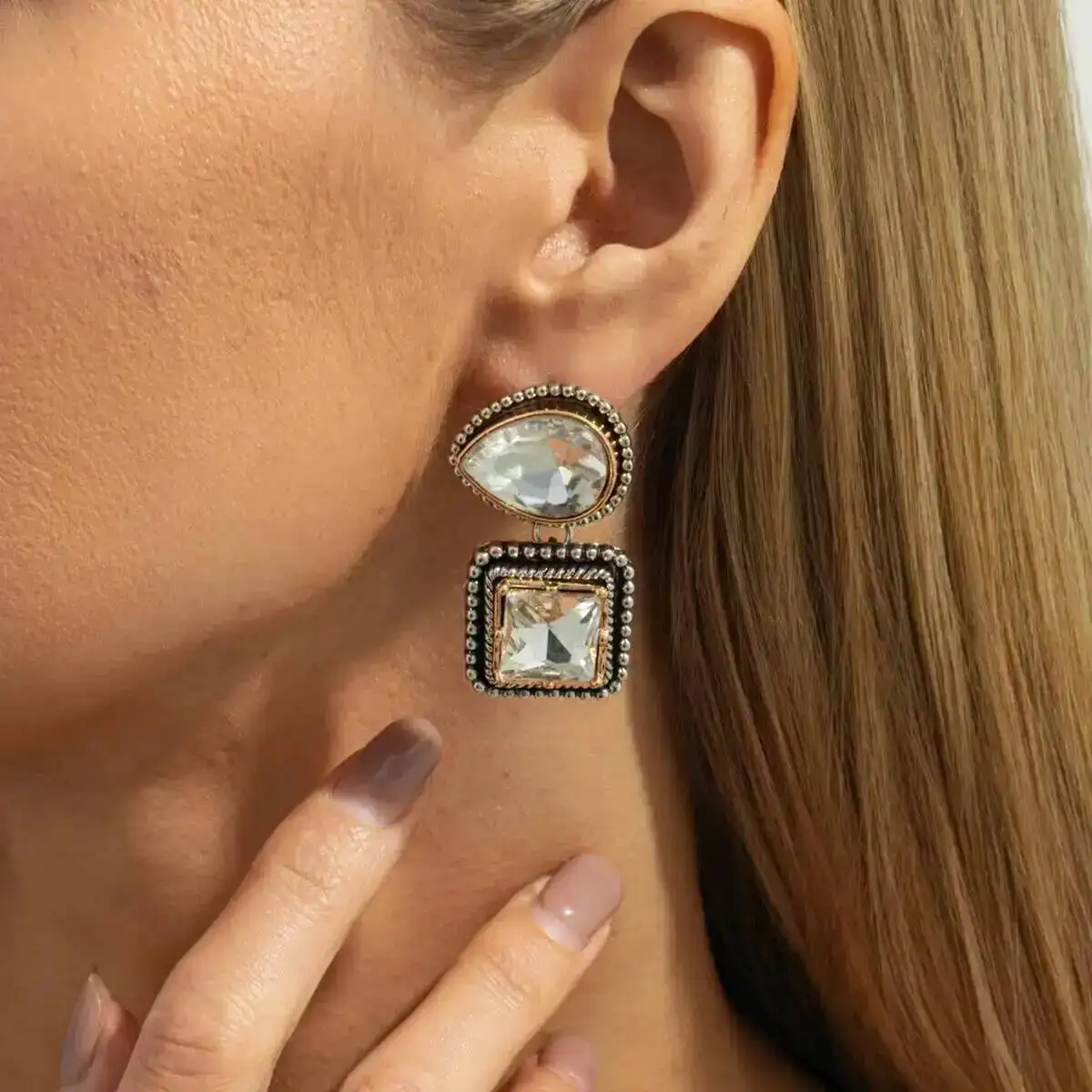 

PuRui Geometric Irregular Acrylic Drill Drop Earrings Luxury Fashion Jewelry Exquisite Piercing Ear Accessory for New Year Gift