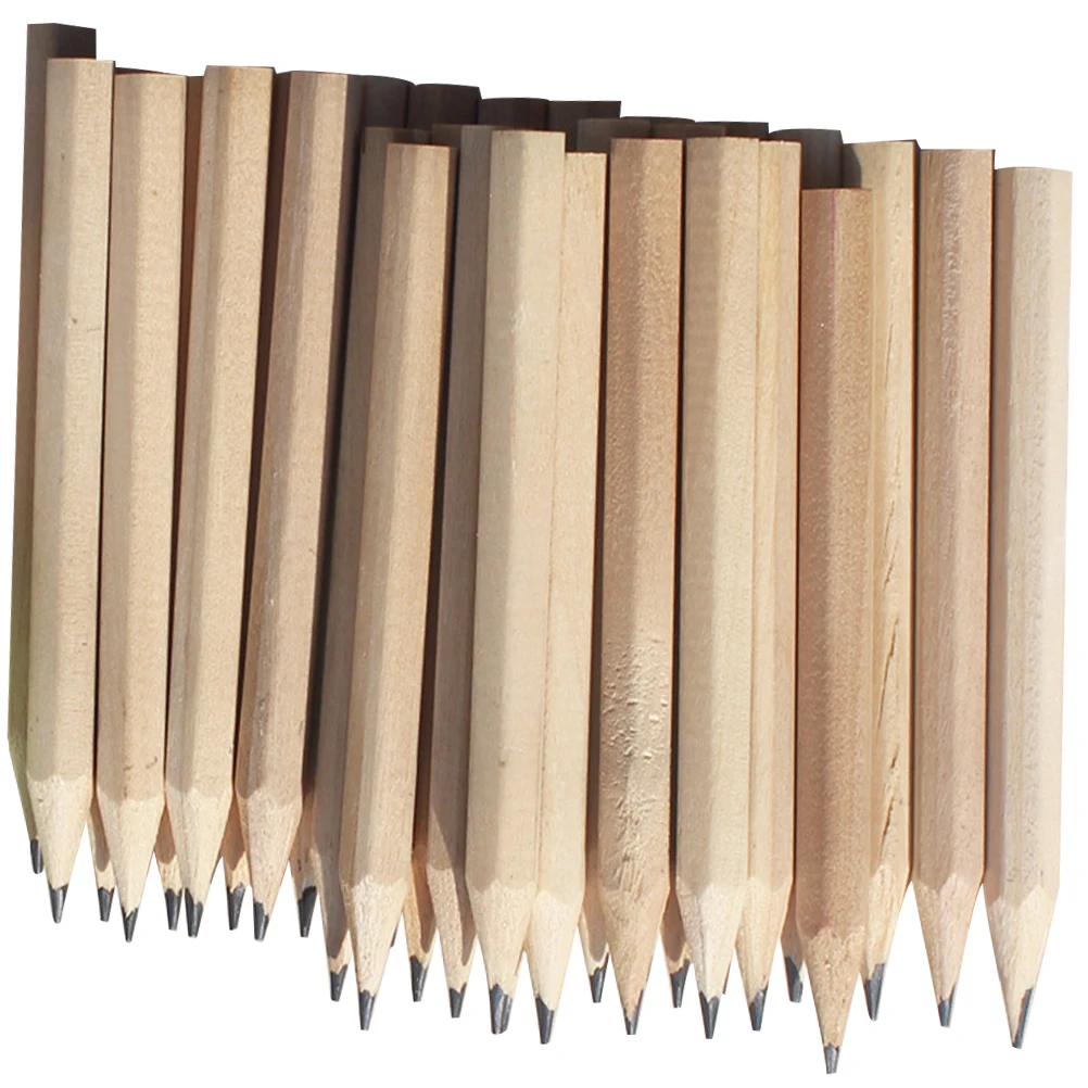 

50 Hexagonal Pencils Small Thick Short Wooden Kids Toddler Preschool Smooth Writing Students School Portable Craft