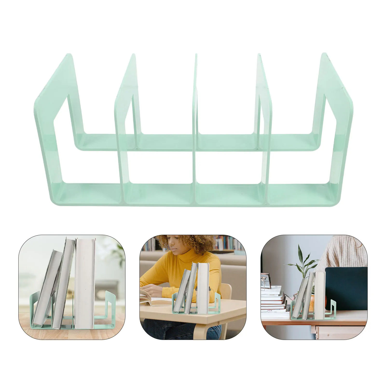 

Bookend Divider Bookshelf Bookshelves Holder Stand for Beserk Desk File Organizer Acrylic