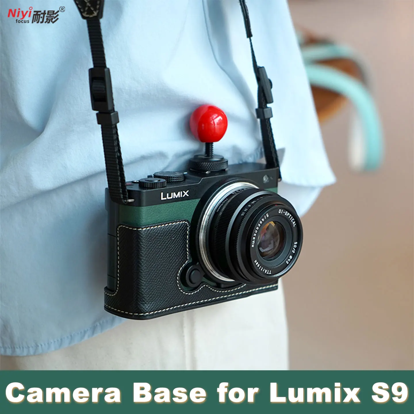 Kameratasche für Panasonic Lumix S9, künstliches Leder, Kameratasche, halbe Basis, Kameratasche, Schultertasche, untere Öffnungstasche, rutschfest