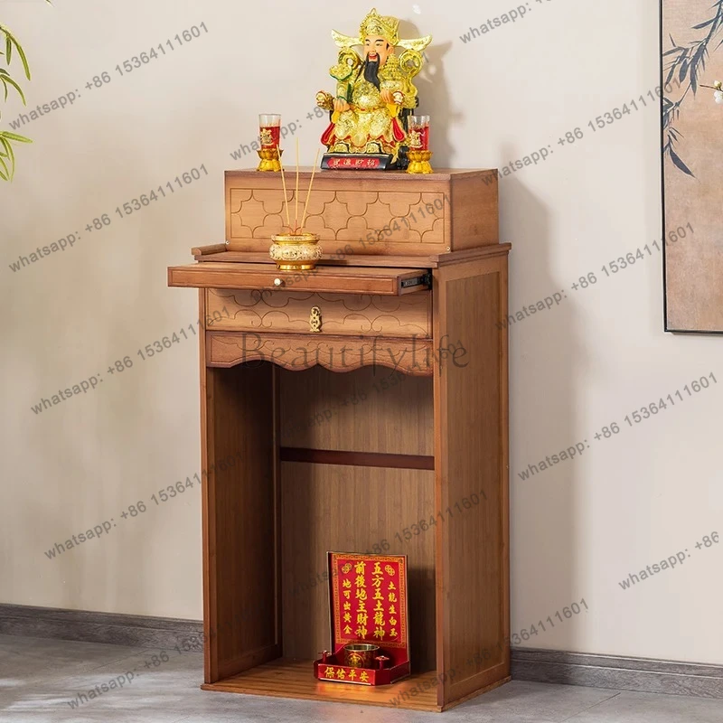 Buddhist Altar Table God Cabinet Wealth God New Chinese Style Standing Cabinet Incense Table