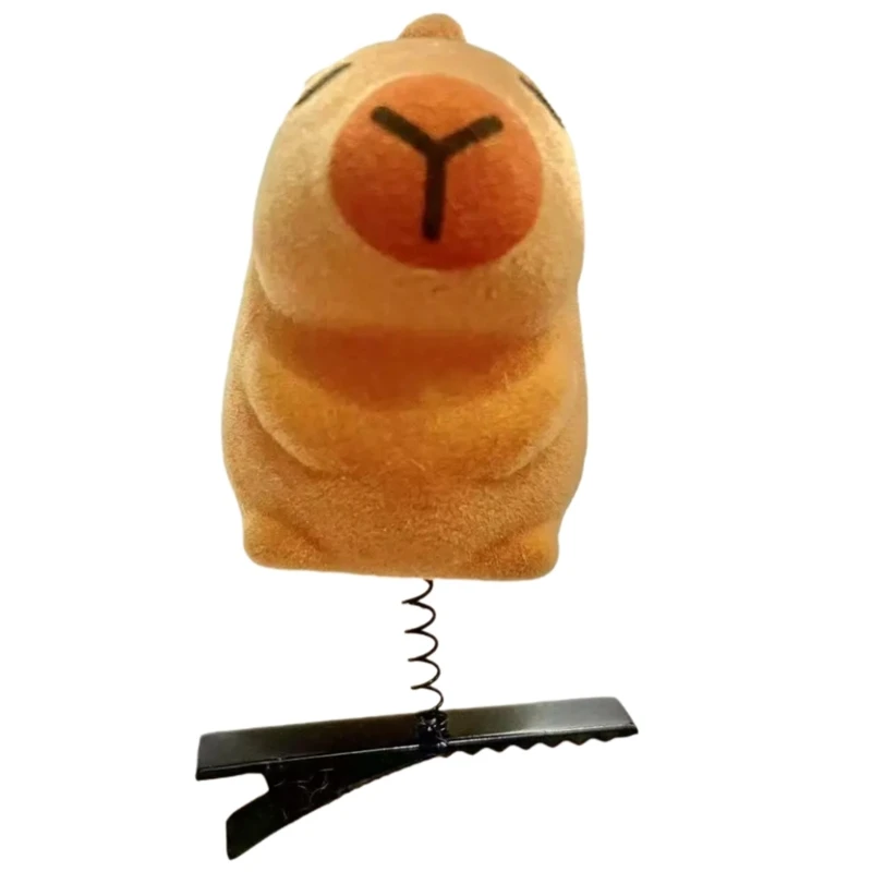 Popular Capybara Hair Clip 3D Flocking Animal Comfortable to Wear for Music Festival Everyday Use Hair Ornament