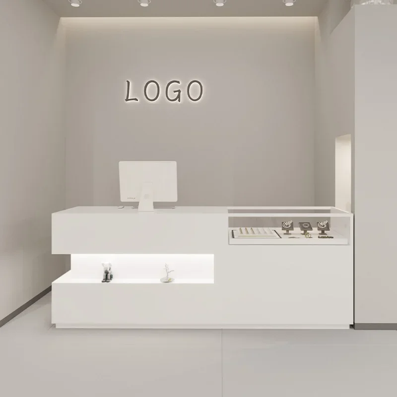Beauty Salon Reception Desks Counter Wood Register Office Modern Reception Desks Bar Comptoir De Caisse Boutique Bar Furniture