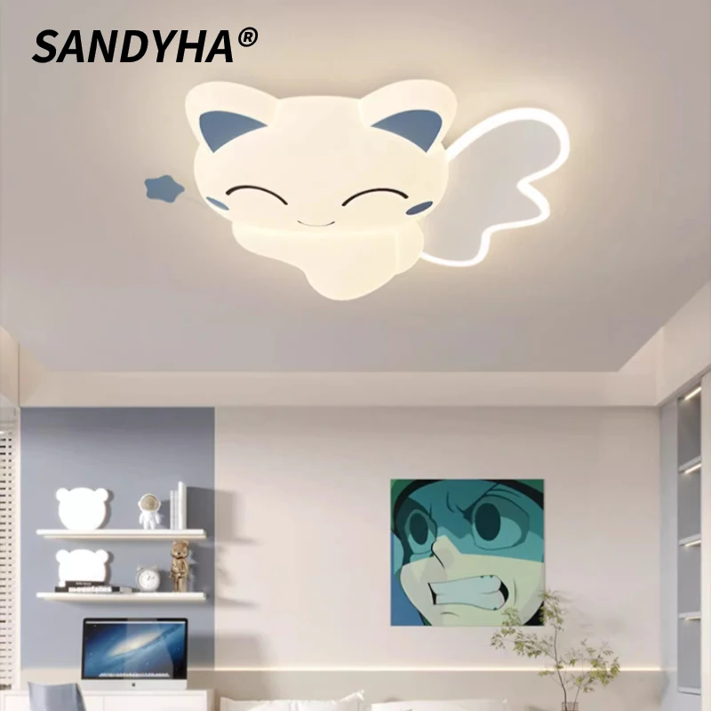 

SANDYHA Modern Creative Ceiling Light Cartoon Moon Cat Wall Lights LED Lighting Fixture Bedroom Study Children's room Home Decor