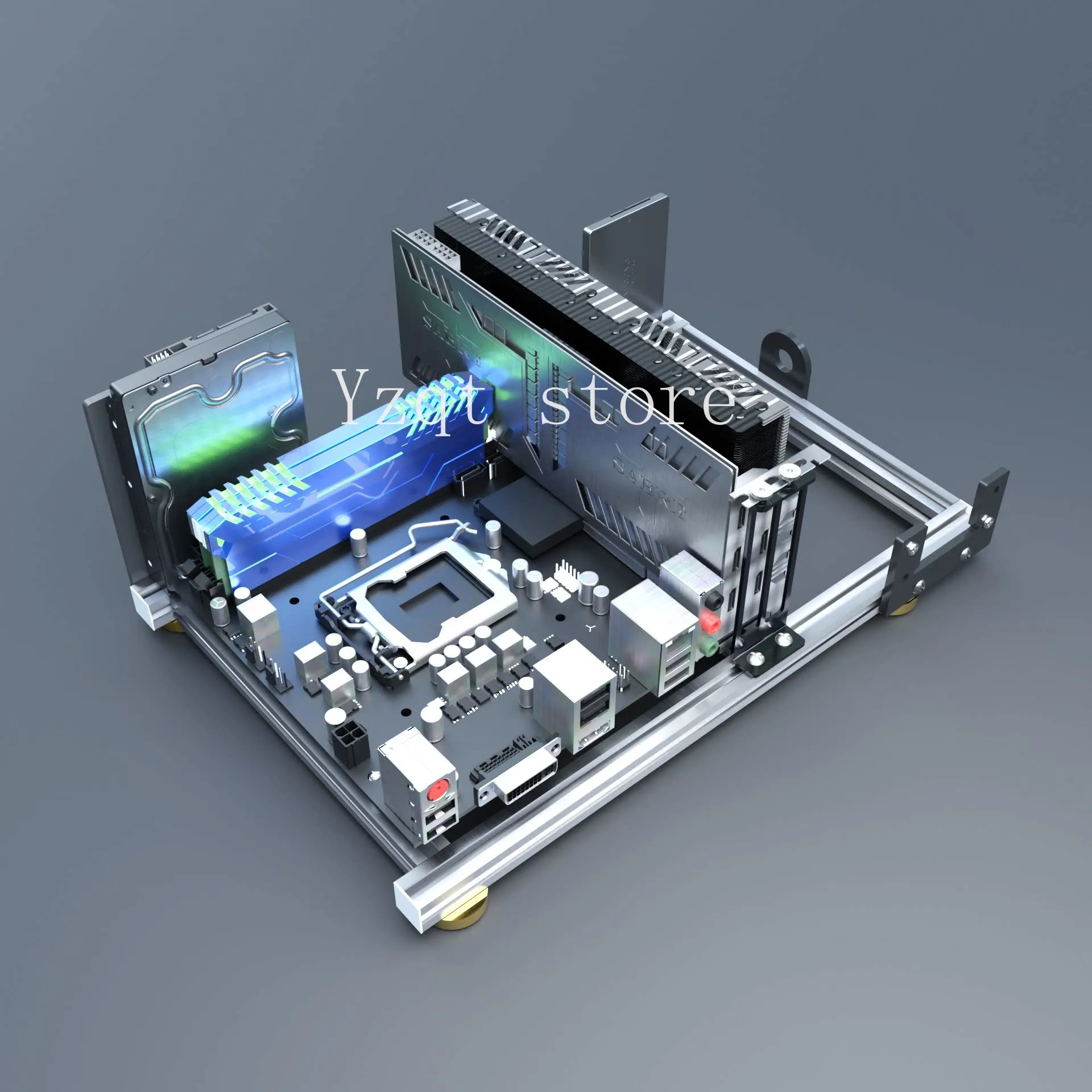 Aluminum alloy, open computer case, support ITX mini main board, support dual-channel X79 X99 water cooling