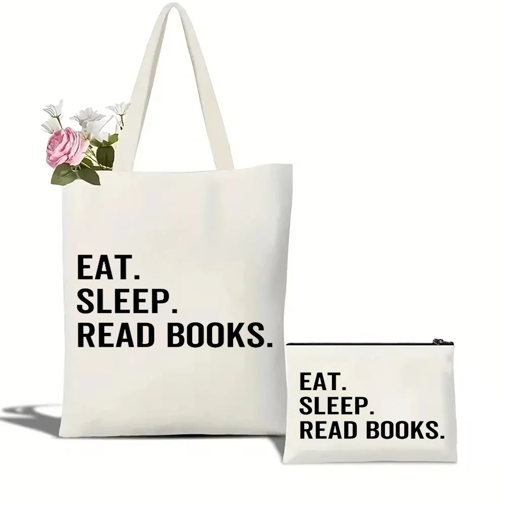 

Eat Sleep Read Books Tote Bag Women's Book Lover Casual Shoulder Bag SJM Merch Terrasen Bookish Tote Bag