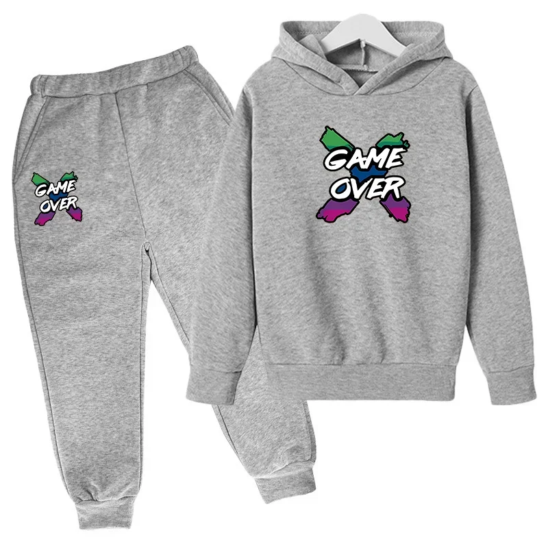 Game Over Printed Children's Clothes for Children From 1 to 12 Years Clothes Child Girl Fashion Sets for Babies Boys Wear Tops