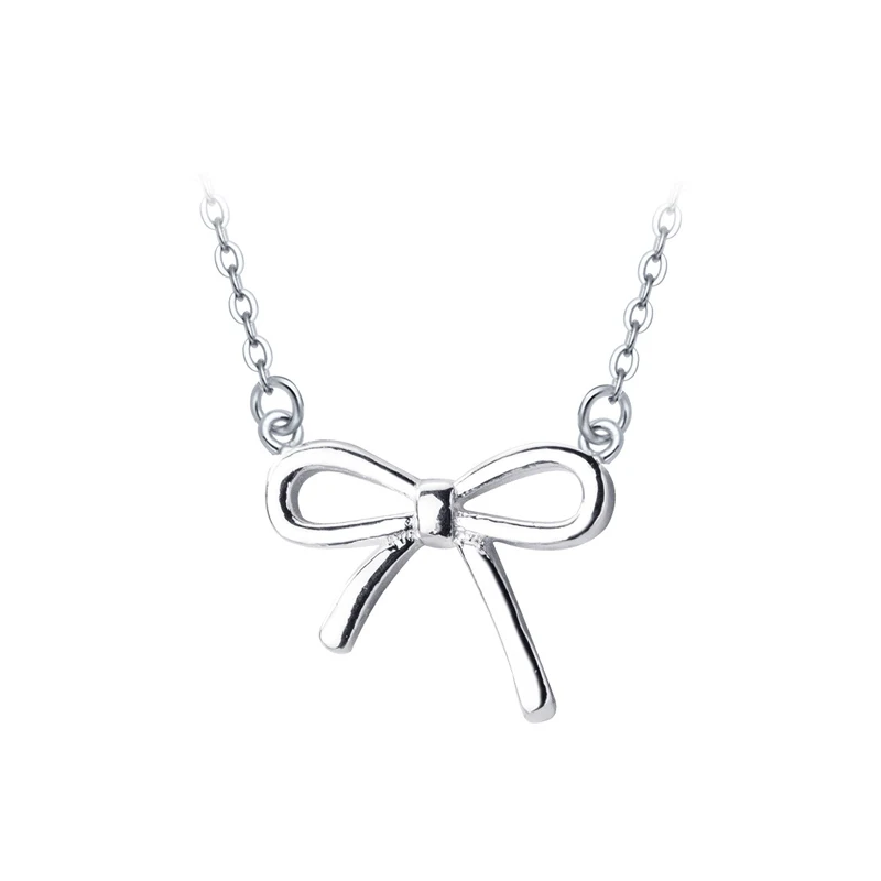 Modian autentyczne 925 Sterling Silver elegancki Bowknot naszyjnik wisiorek dla kobiet modne ładne oświadczenie biżuteria prezenty Bijoux — zdjęcie 2