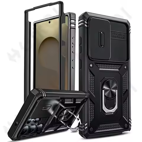 Case for Samsung Galaxy S25 S24 S23 S22 S21 Ultra Plus A55 A56 A36 FE 5G Slider Camera Protect 360 Full Protection Bracket Cover