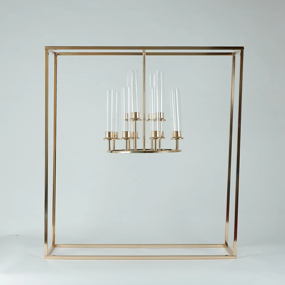 Goldener Metall-Kerzenleuchter für Hochzeitstische, Kerzenständer, Tischdekoration für Partys, Vasen, Events, DIY-Dekoration, 2 Stück, 4 Stück – Detail 4