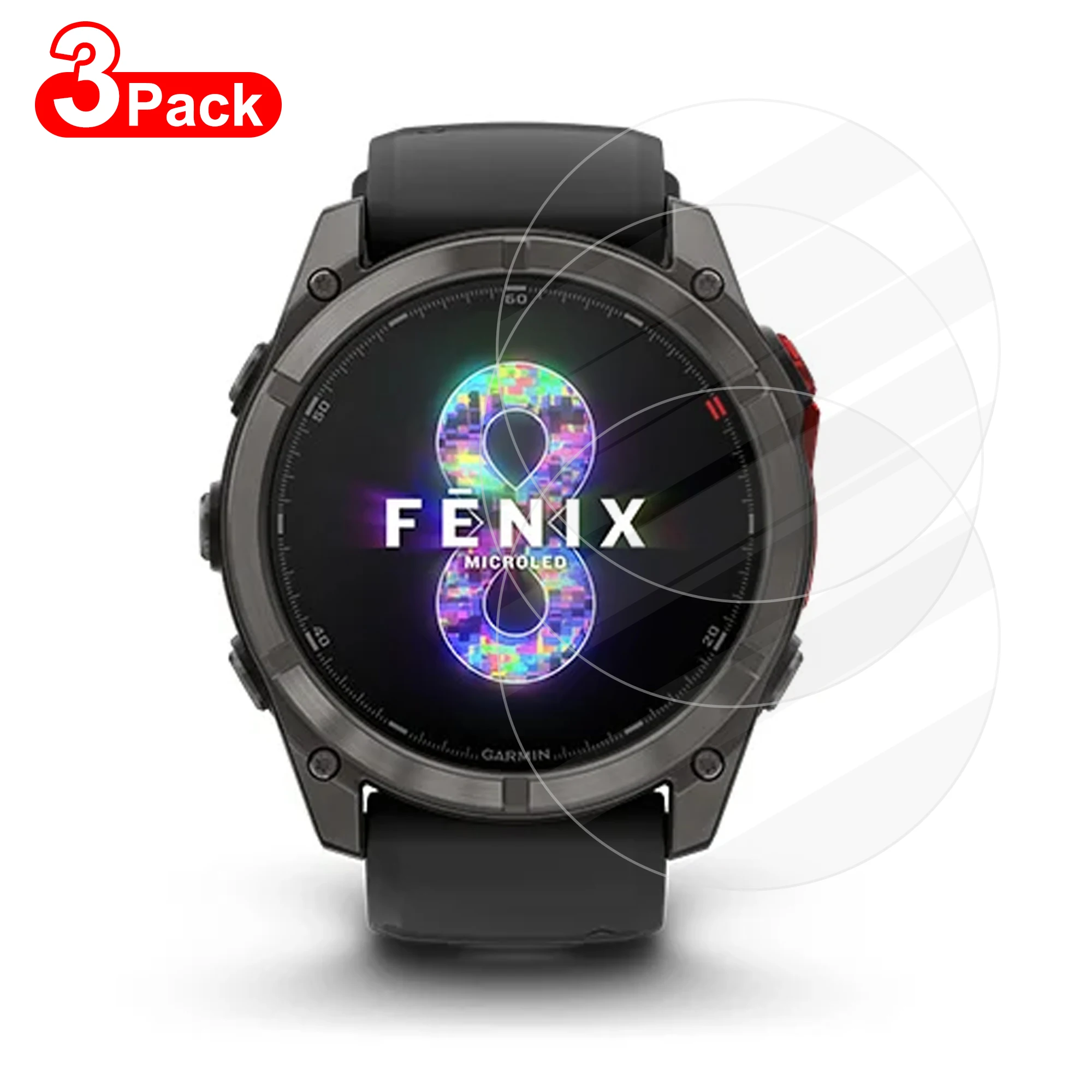 3PCS 9H Tempered Glass For Garmin Fenix 8 7X 6X 7 6 7S 6S 5 5S Solar AMOLED Screen Protector Glass Anti-scratch Film Accessories
