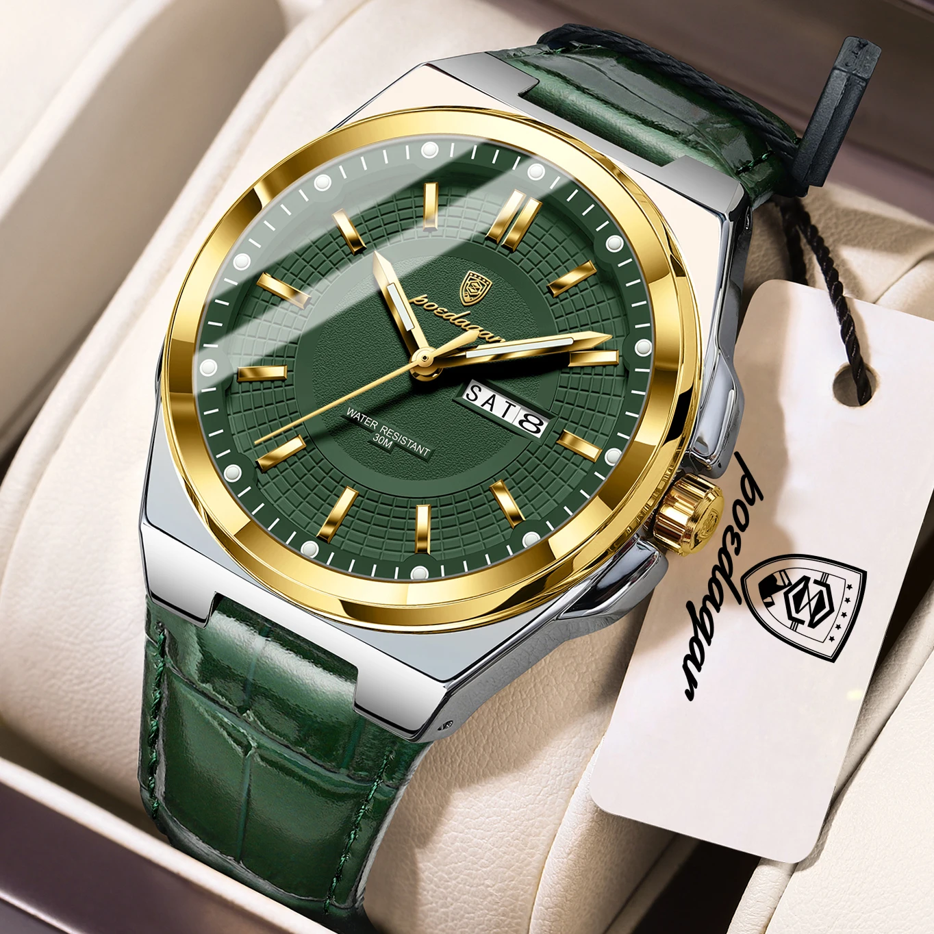 POEDAGAR Men's Waterproof Luminous Quartz Watch