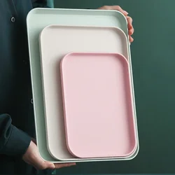 Plateau rectangulaire paille de blé, poêle à pain écologique plateau de rangement en plastique tasse nourriture petit objet organisateur de salon cuisine