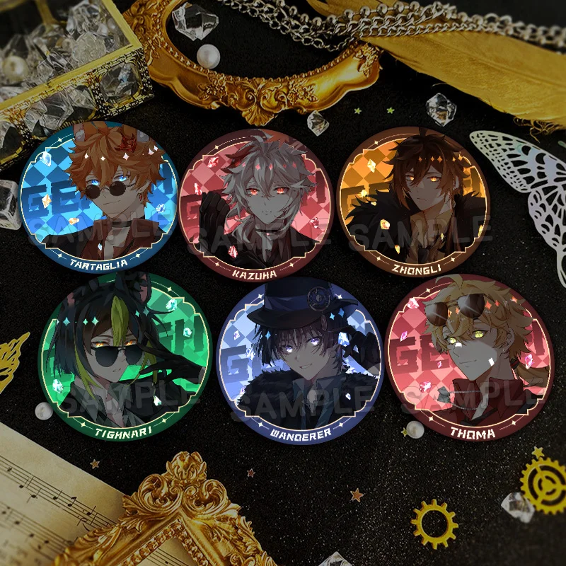 1PC Anime Game Genshin Tighnari Wanderer Reflective Badges Brooches Backpack Clothes Scarves Pins Decorations Beautiful Gifts