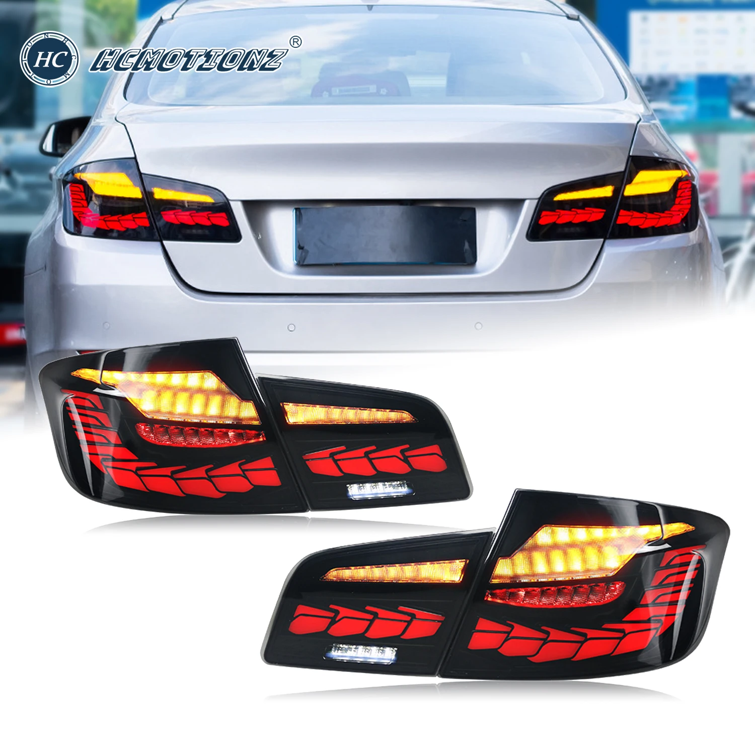 

HCMOTIONZ LED Tail Lights for BMW F10 F18 2010-2017 DRL Animation 5 Series Car Back Rear Lamps Assembly 520i 523i 528i 530i 535i