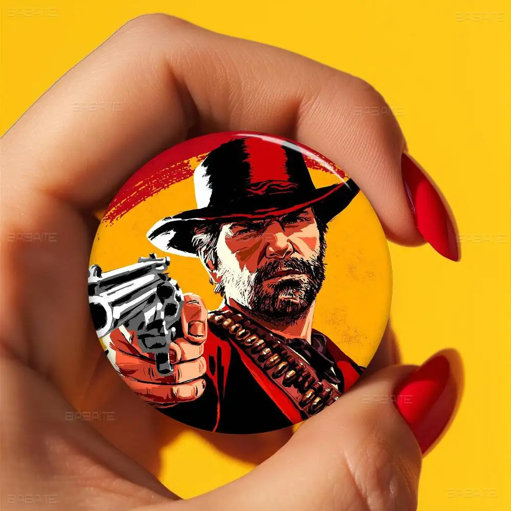 Game R-Red D-Dead R-Redemption 58mm Cute Anime Figure Icon Badge Handmade Tinplate Brooch for Backpack Clothes Chest Ornament