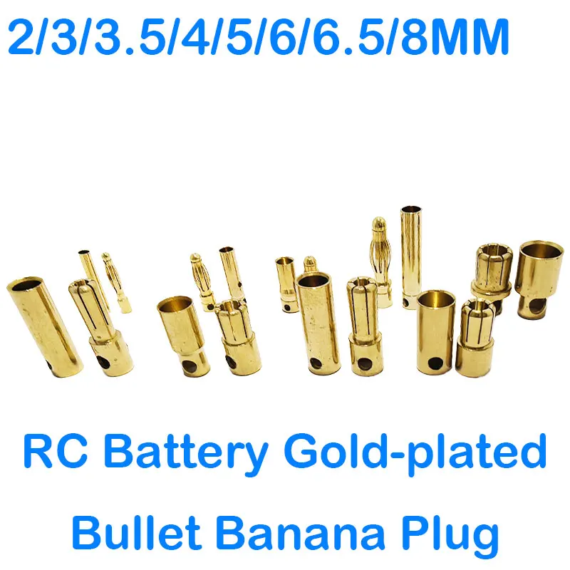 RC Battery Gold-plated Bullet Banana Plug High Quality Male Female Bullet Banana Connector 2/3/4/5/6/8mm
