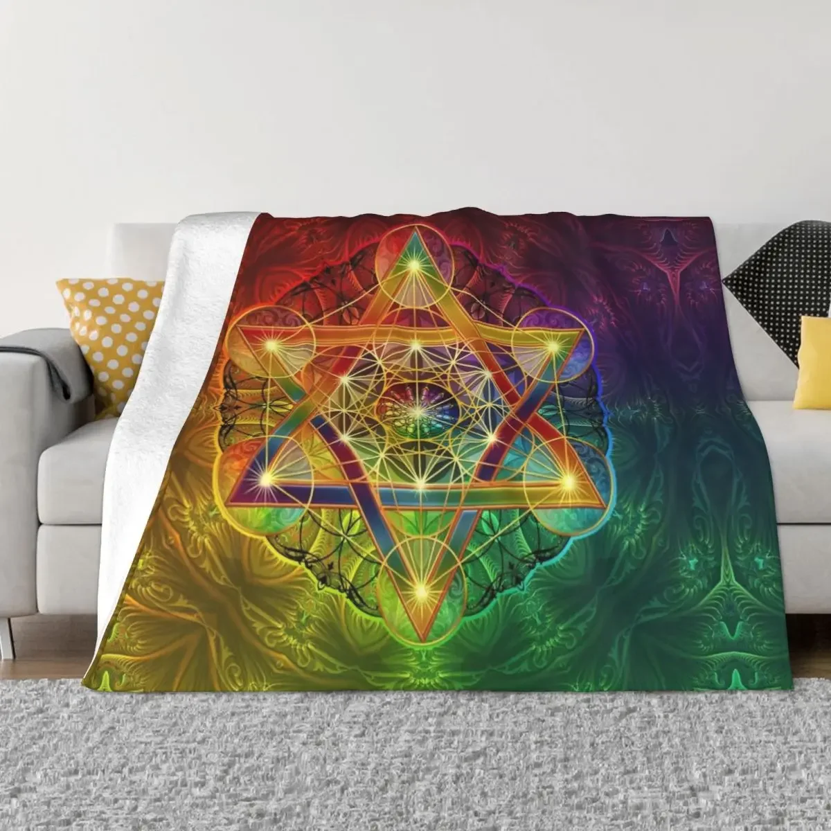 

Metatron's Cube с Merkabah и цветочным рисунком жизни, покрывало, пушистые декоративные диваны, многофункциональные одеяла